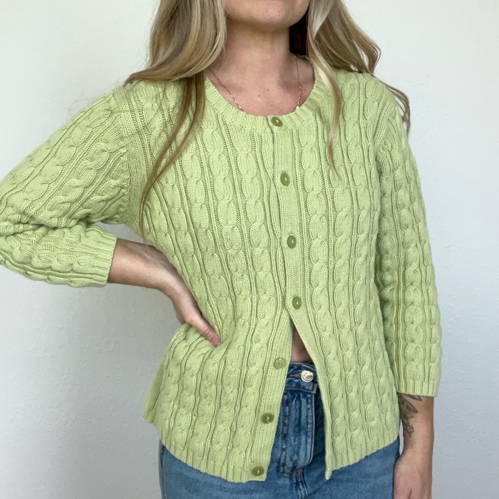 Green GAP Spring Knit Cardigan Size M